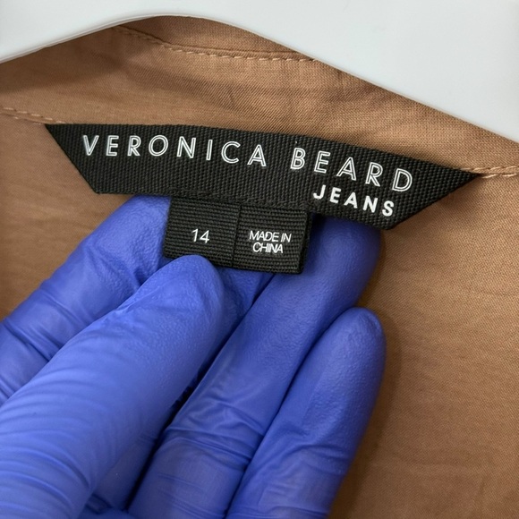 Veronica Beard Kelsey button down smocked dress Size 14, camel brown - Picture 5 of 15